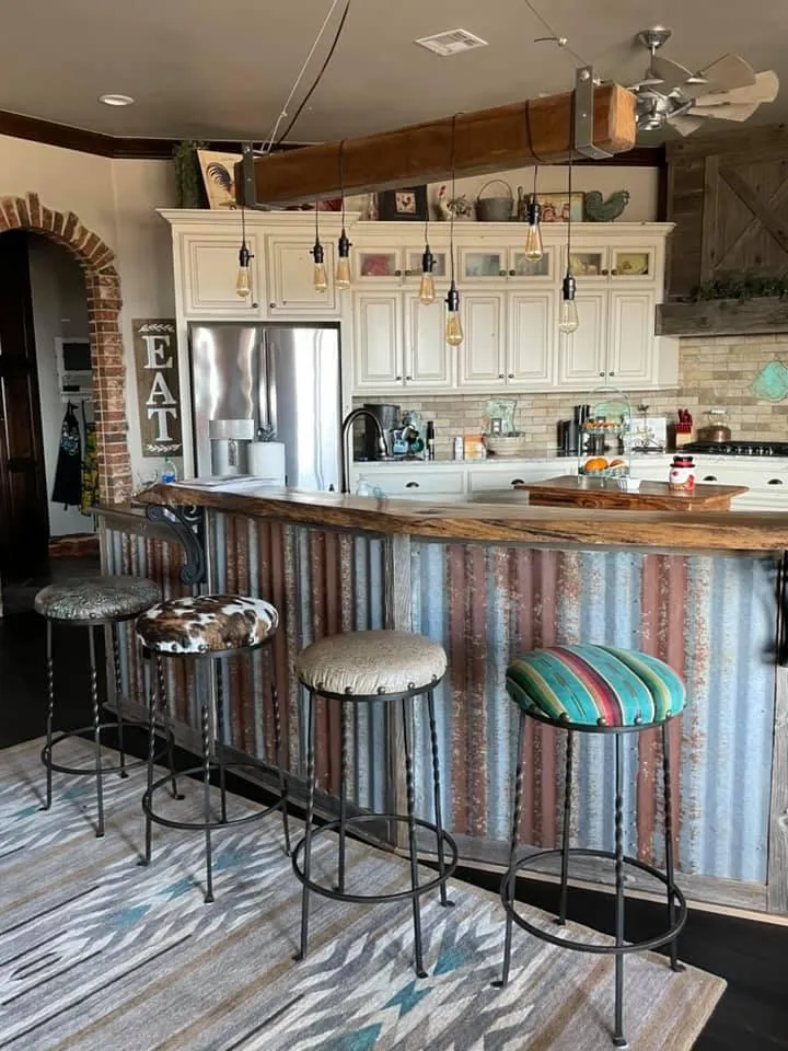 Cowhide Wrought Iron Bar Stools