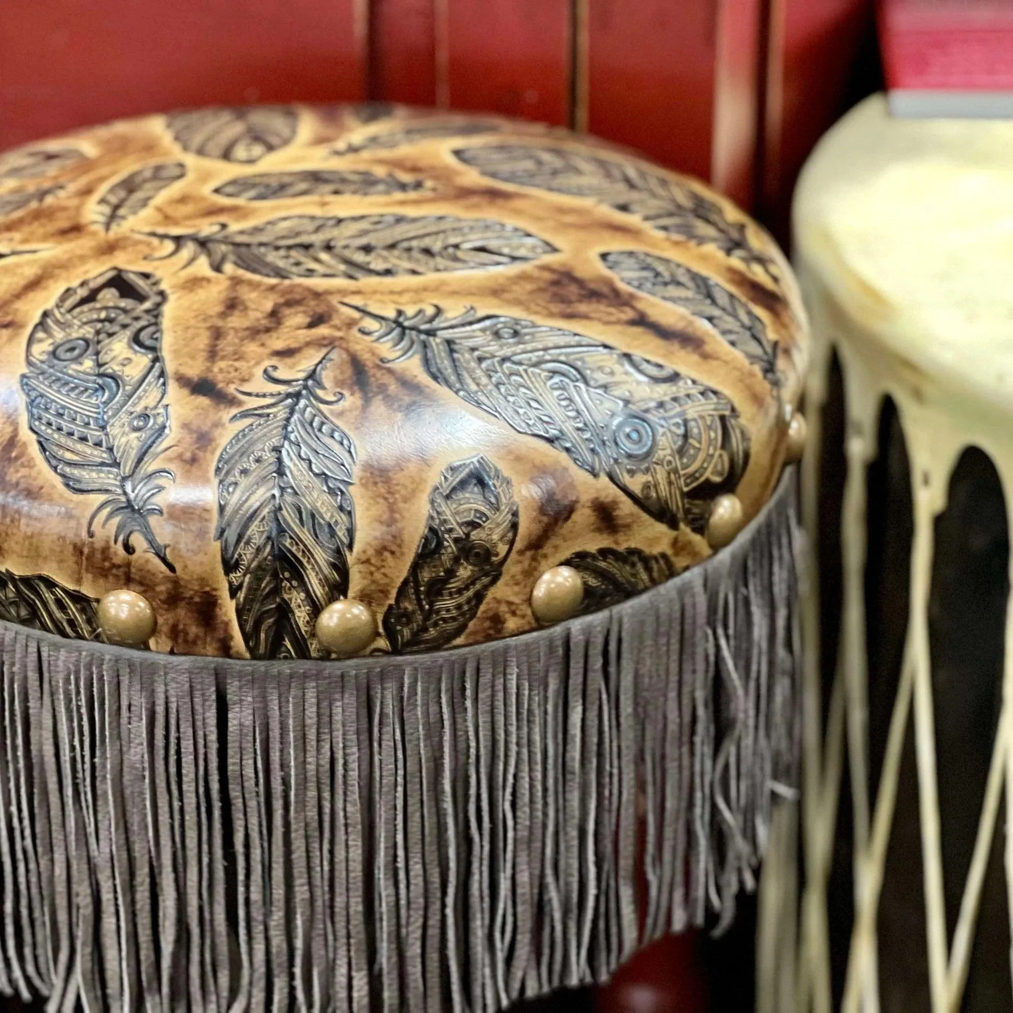 Cowhide Wrought Iron Bar Stools
