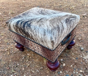 Cowhide & Croc Leather Ottoman table runner, placemat