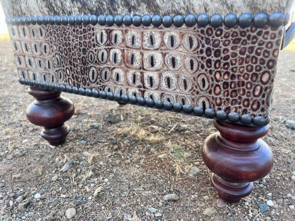 Cowhide & Croc Leather Ottoman