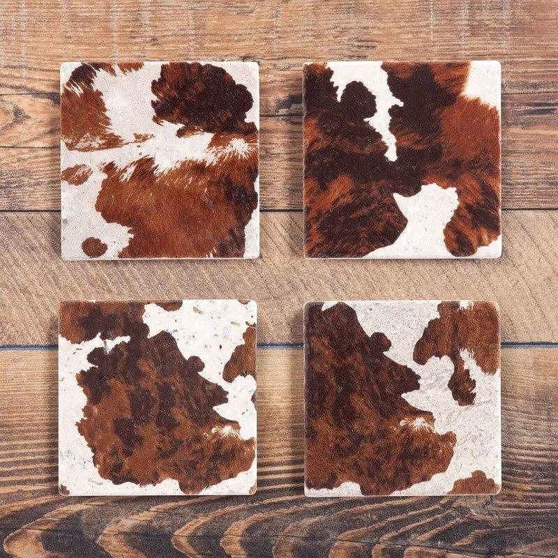 Cowhide Print Travertine Coasters toilet seat cover, slow close seat