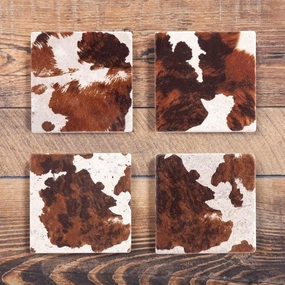 Cowhide Print Travertine Coasters toilet seat cover, slow close seat