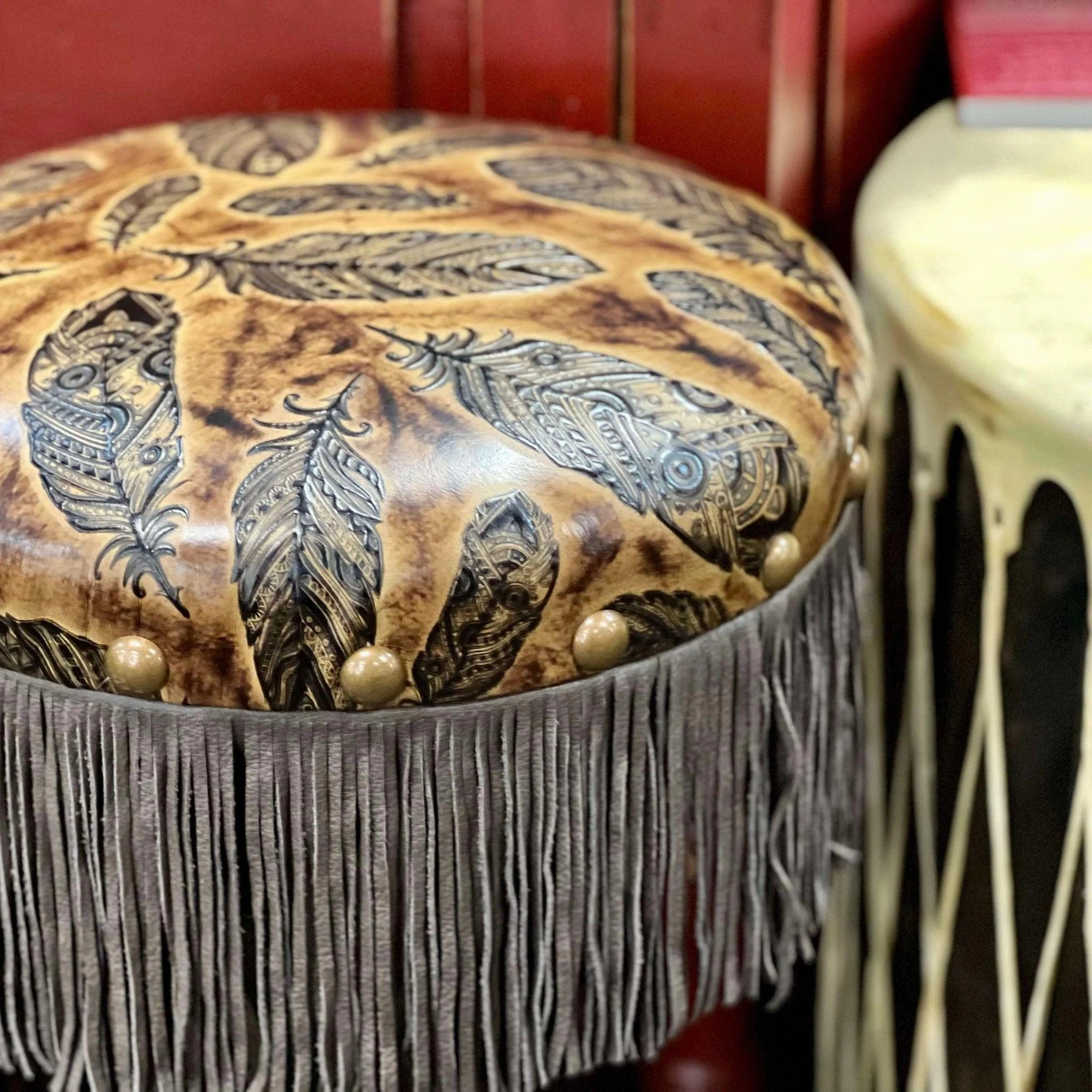 Cowhide Wrought Iron Bar Stools