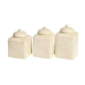 Cream Embossed Kitchen Canisters kitchen utensils, spatula set