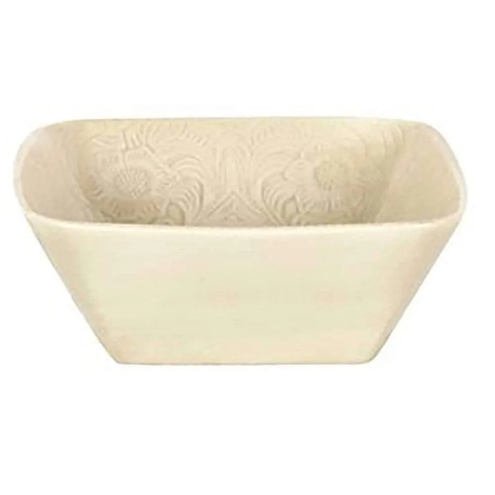 Cream Embossed Square Western Serving Bowls shower curtain, waterproof liner