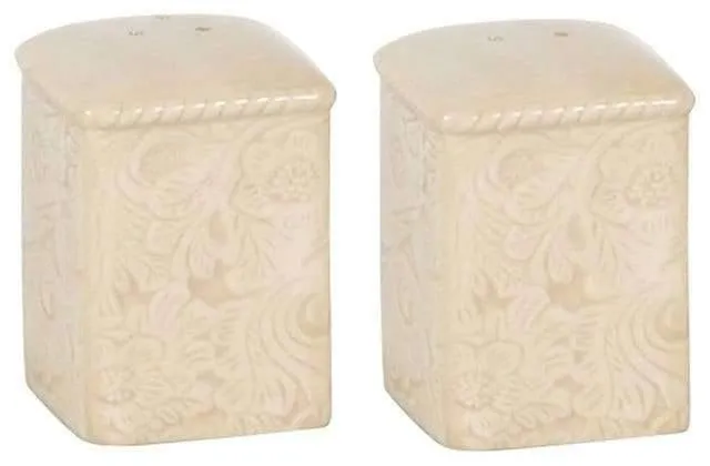 Cream Embossed Square Western Serving Bowls