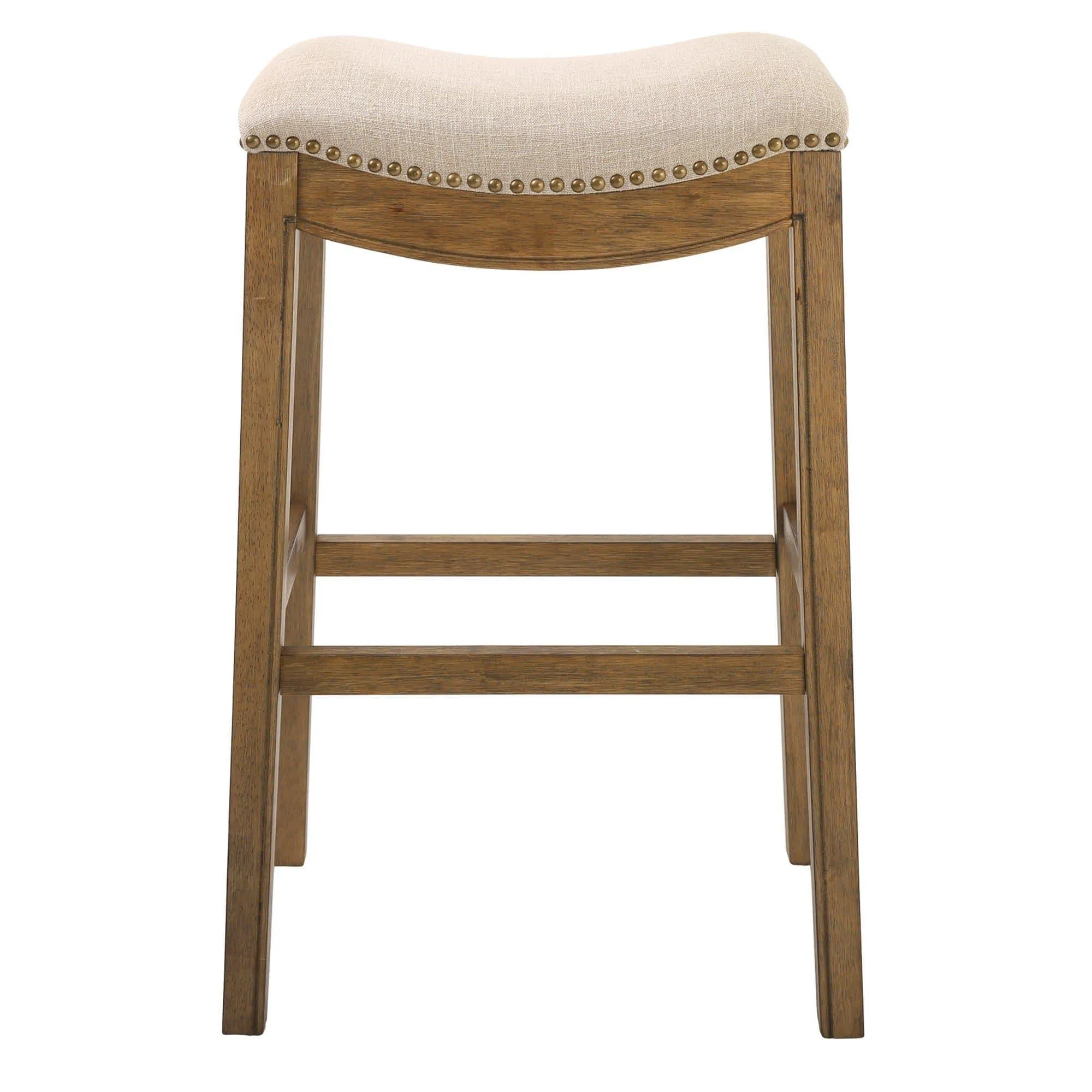 Cream Fabric Saddle Style Bar Stool