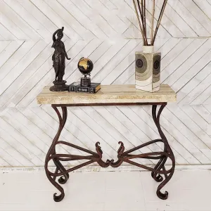 Cream Travertine and Iron Entry Table euro sham, pillow shams
