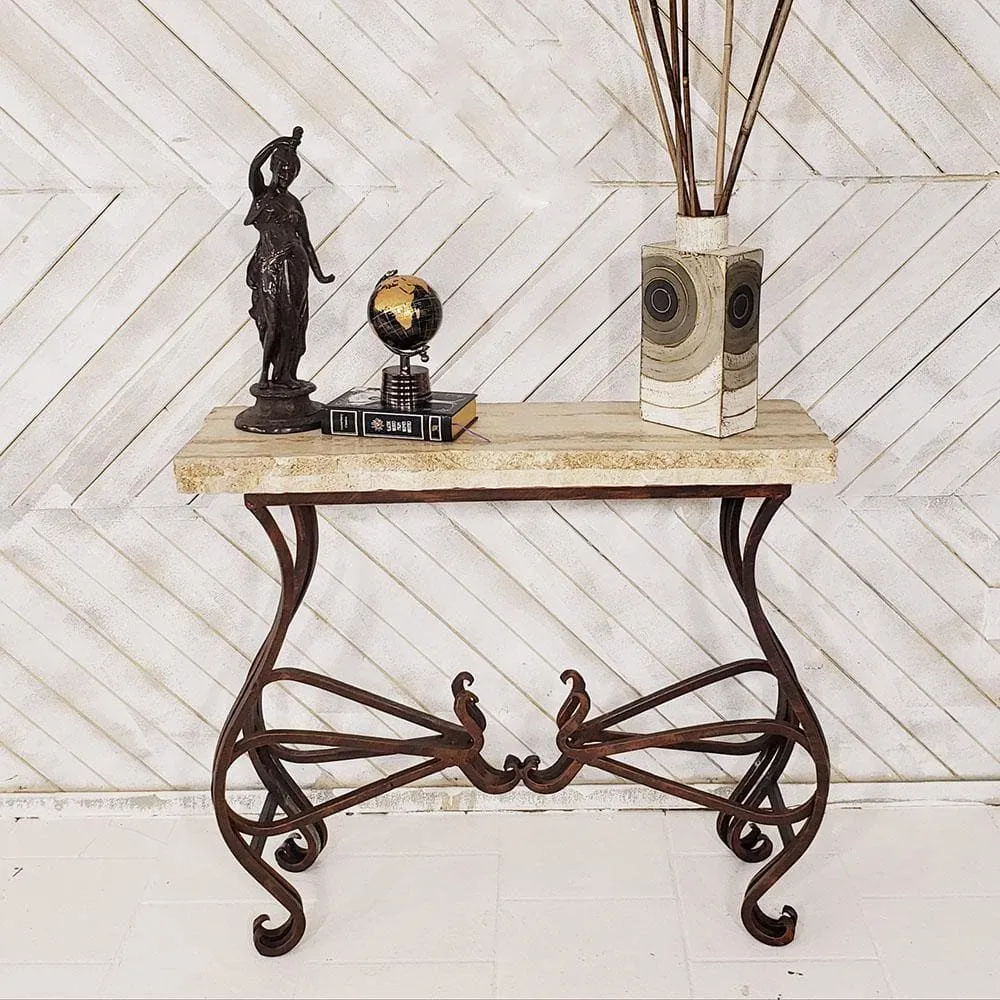 Cream Travertine and Iron Entry Table gaming chair, computer chair