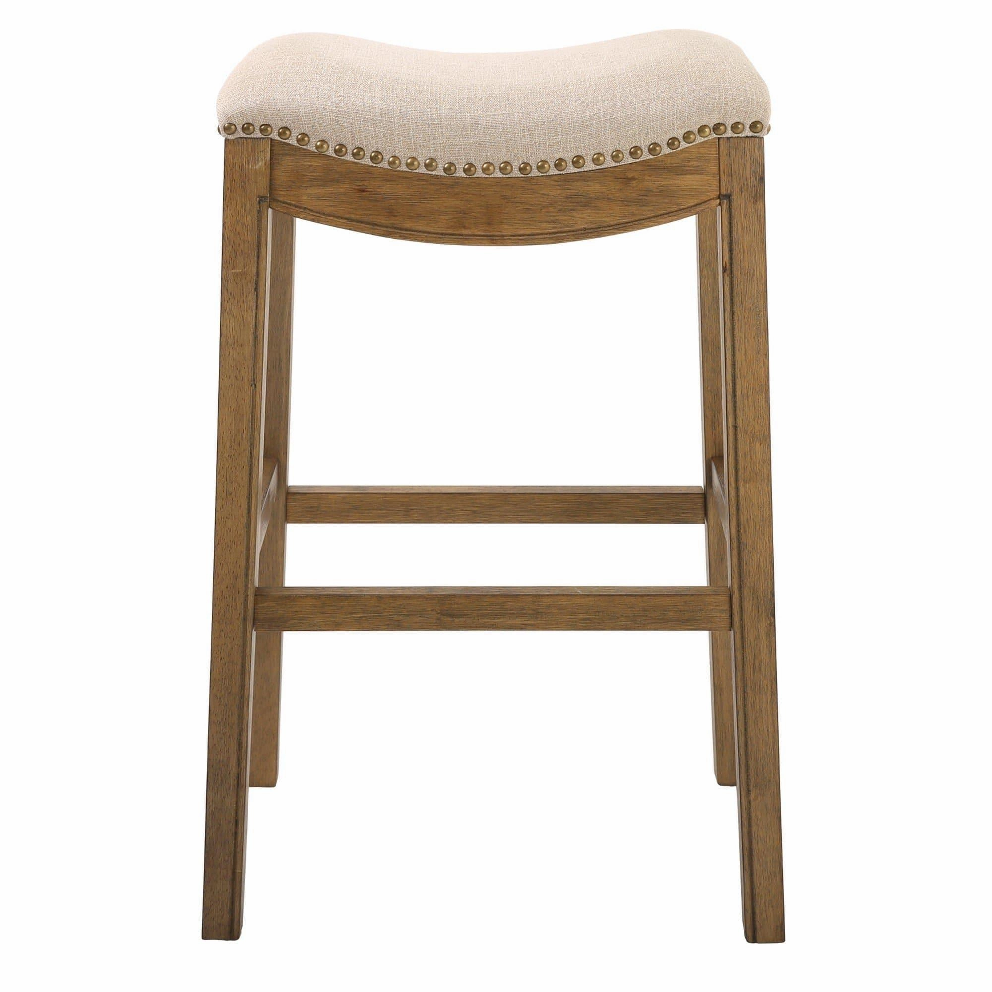 Cream Fabric Saddle Style Bar Stool