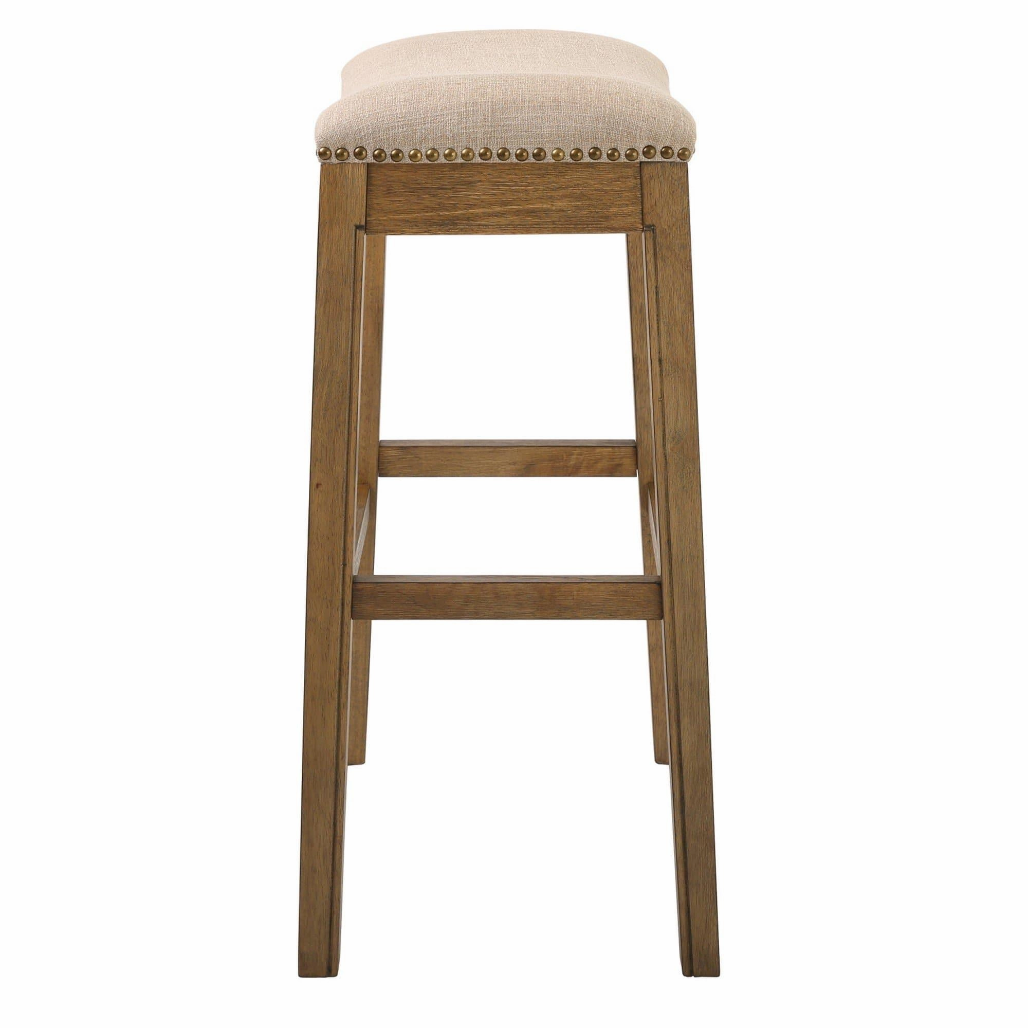 Cream Fabric Saddle Style Bar Stool
