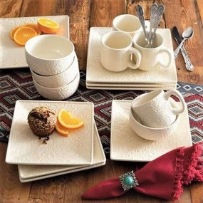 Cream Floral Embossed Dinnerware toilet seat cover, slow close seat