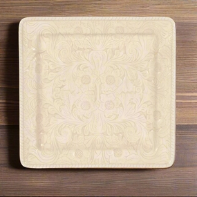 Cream Floral Embossed Western Serving Plate toilet seat cover, slow close seat