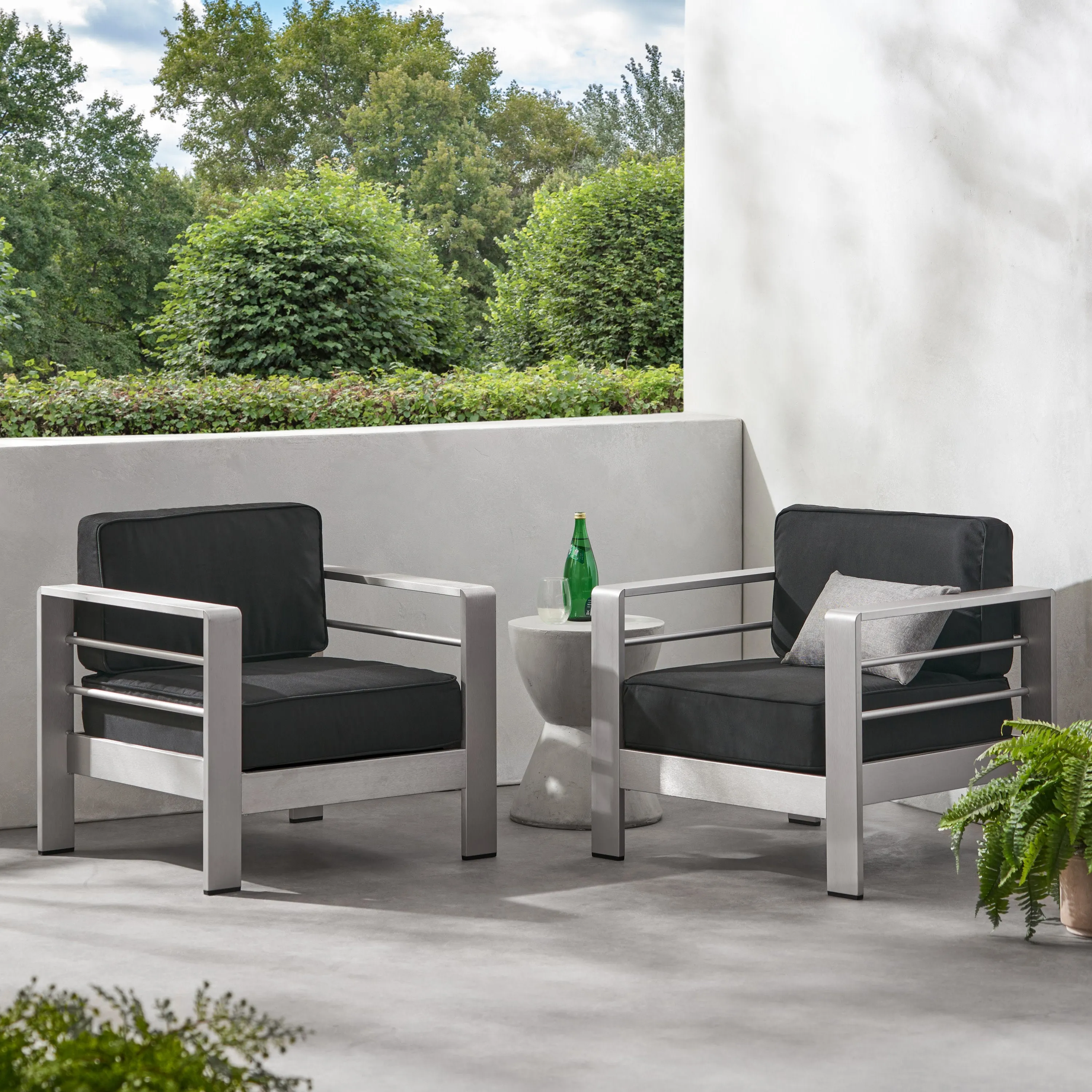 Crested Bay Outdoor Aluminum Club Chairs with Optional Sunbrella Cushions chandelier, pendant light