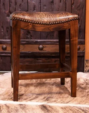 Croc Embossed Leather Saddle Stool gaming chair, computer chair