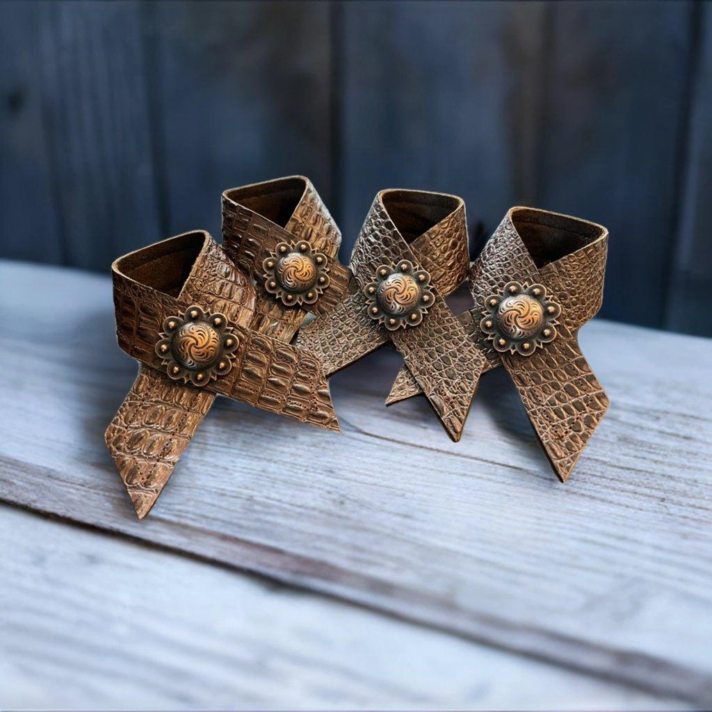 Croc Embossed Leather Napkin Rings