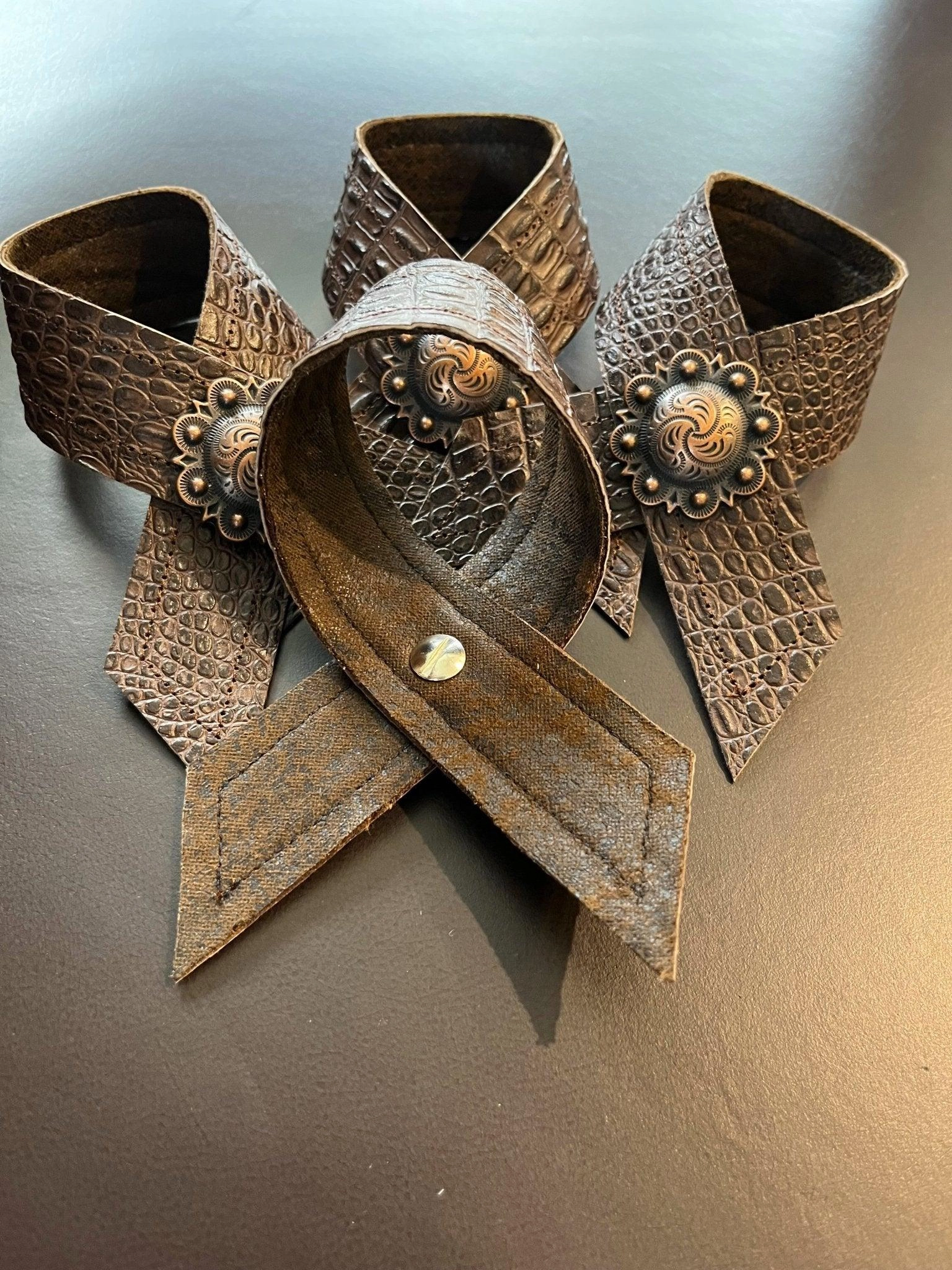 Croc Embossed Leather Napkin Rings