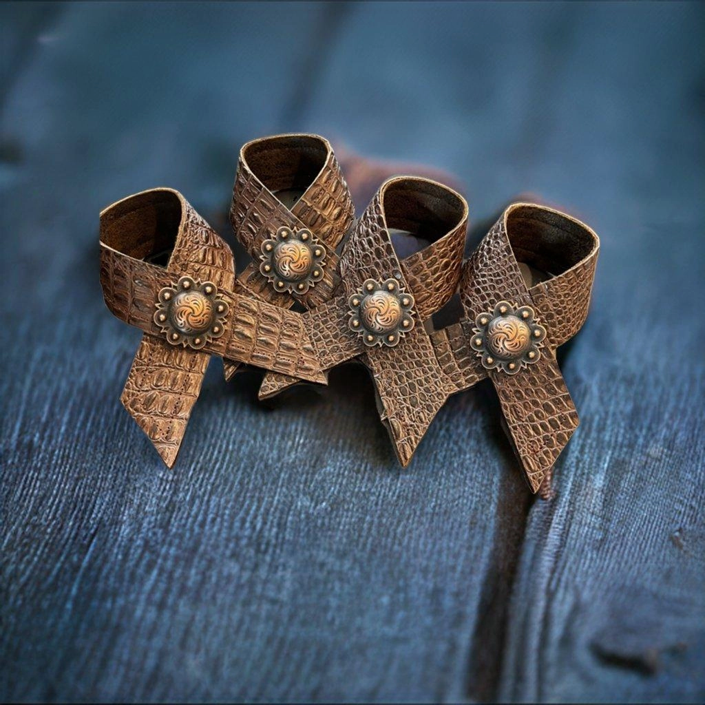 Croc Embossed Leather Napkin Rings