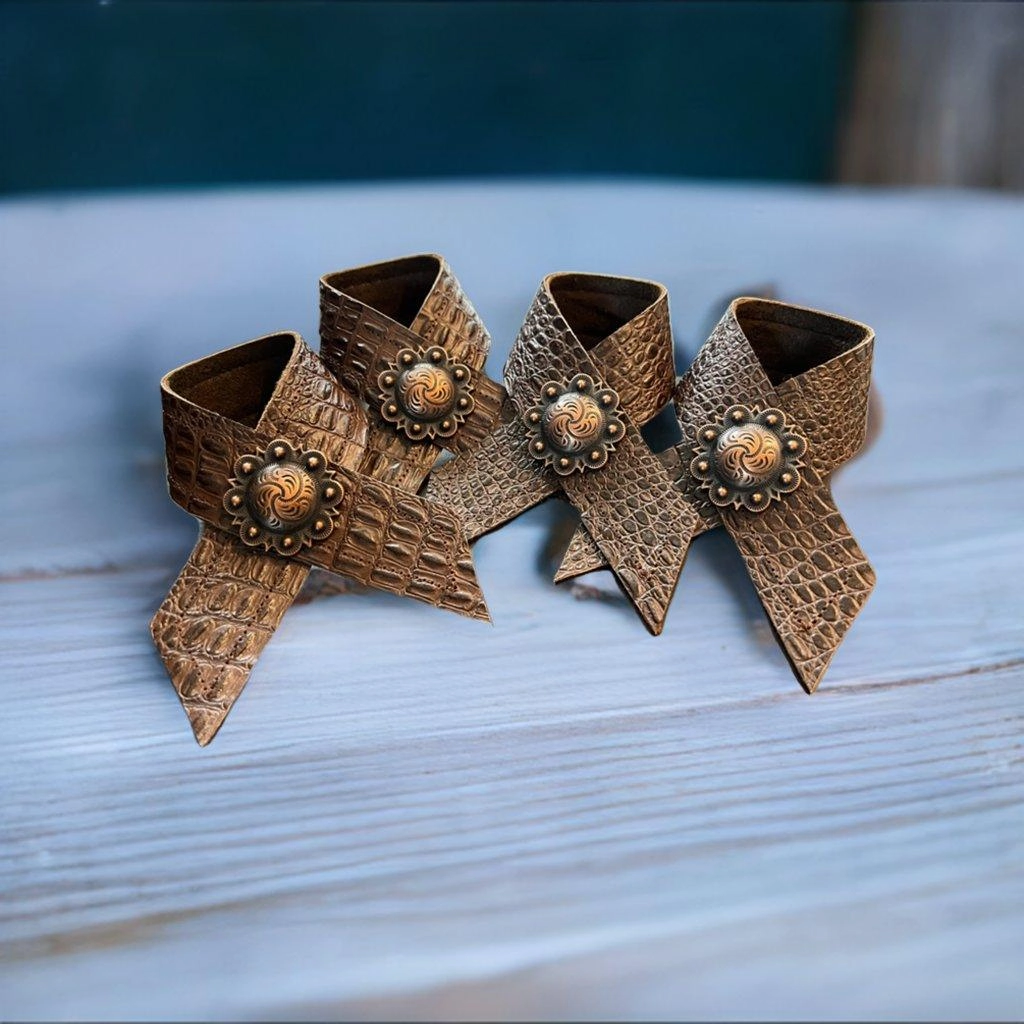 Croc Embossed Leather Napkin Rings