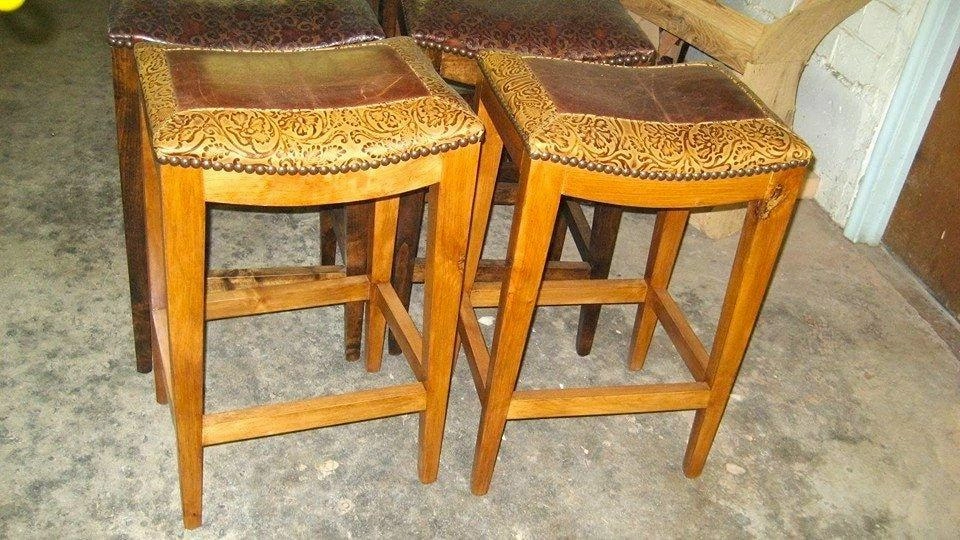 Croc Embossed Leather Saddle Stool