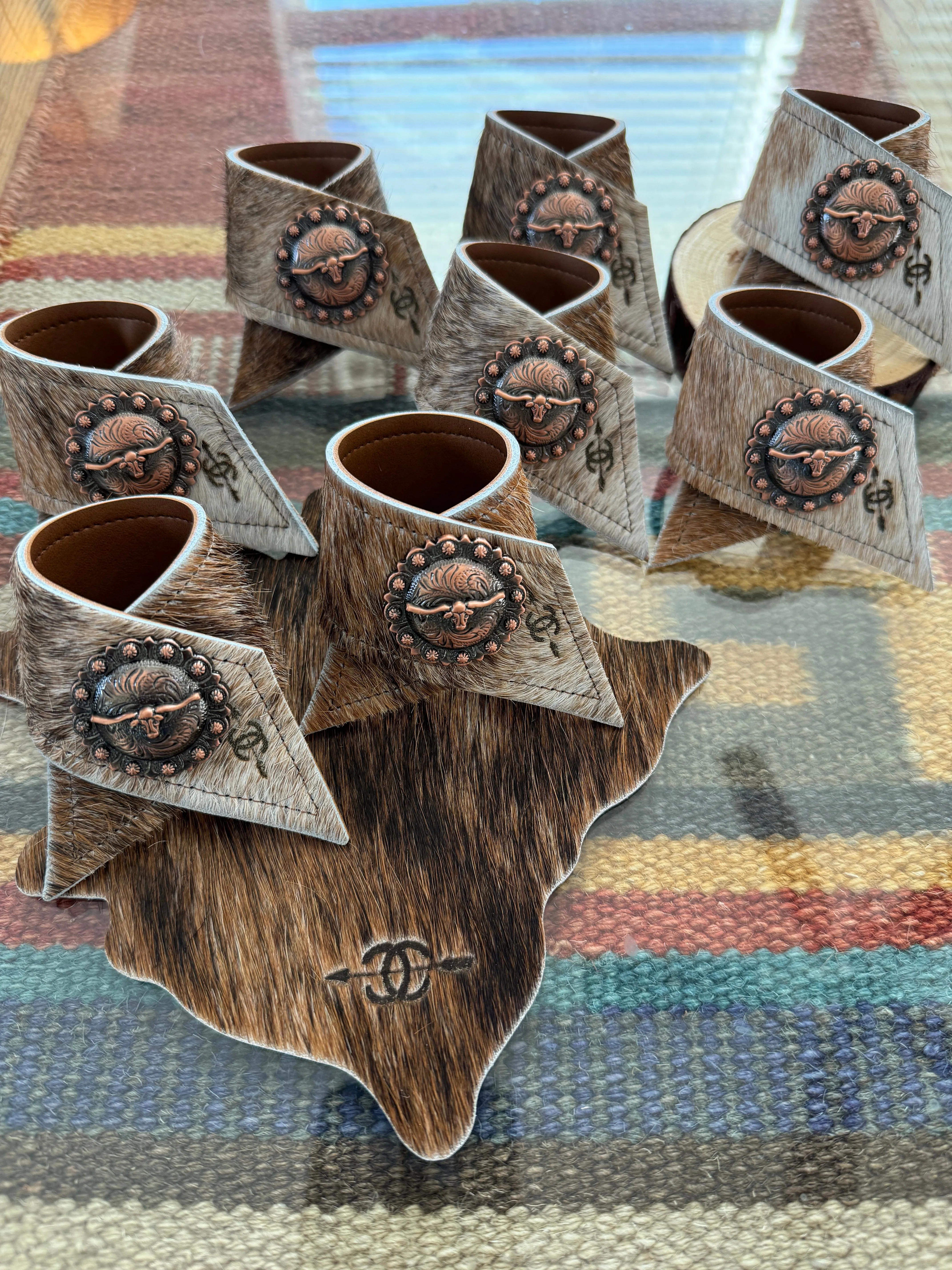 Custom Cowhide Branded Napkin Rings