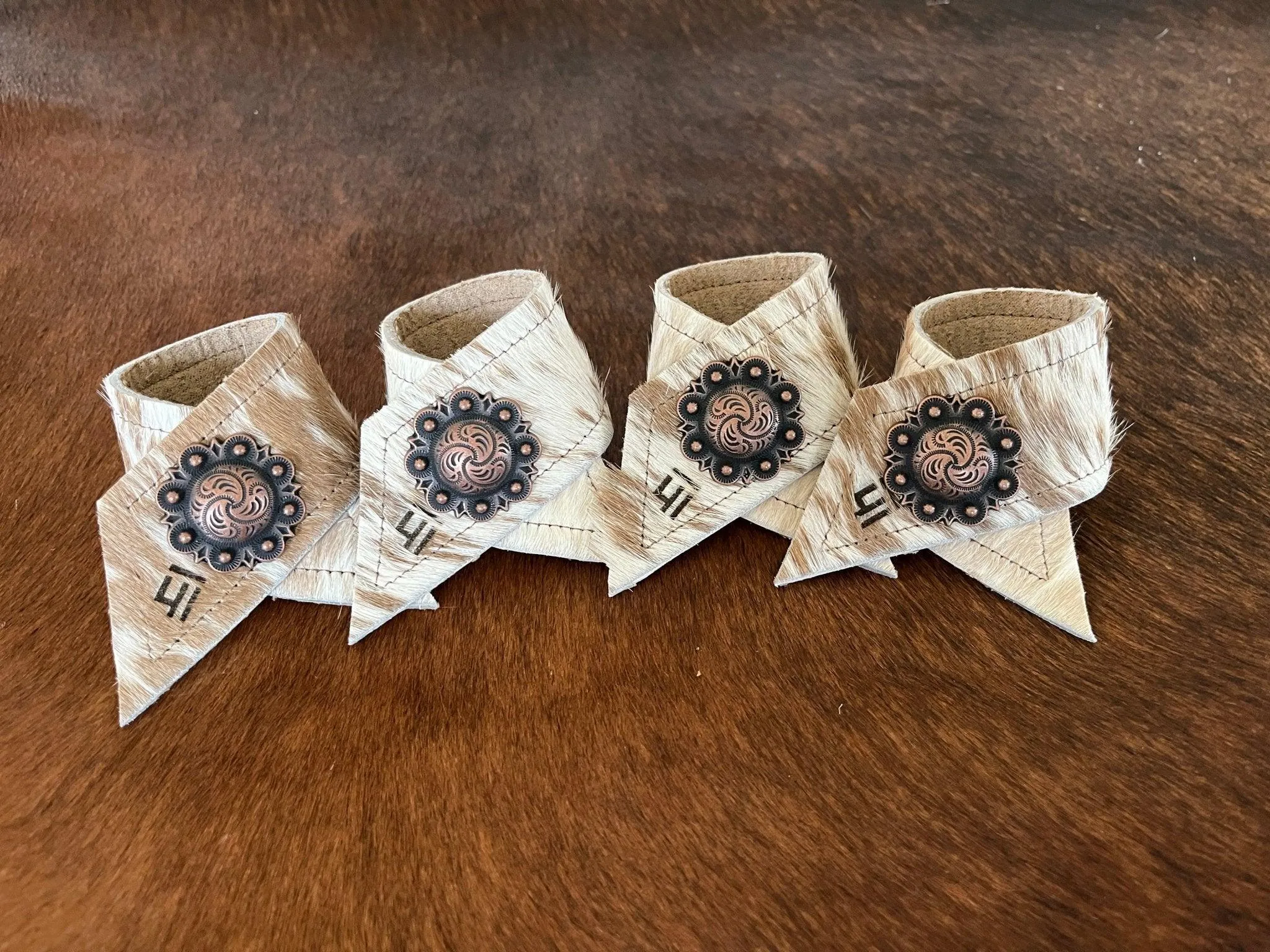 Custom Cowhide Branded Napkin Rings