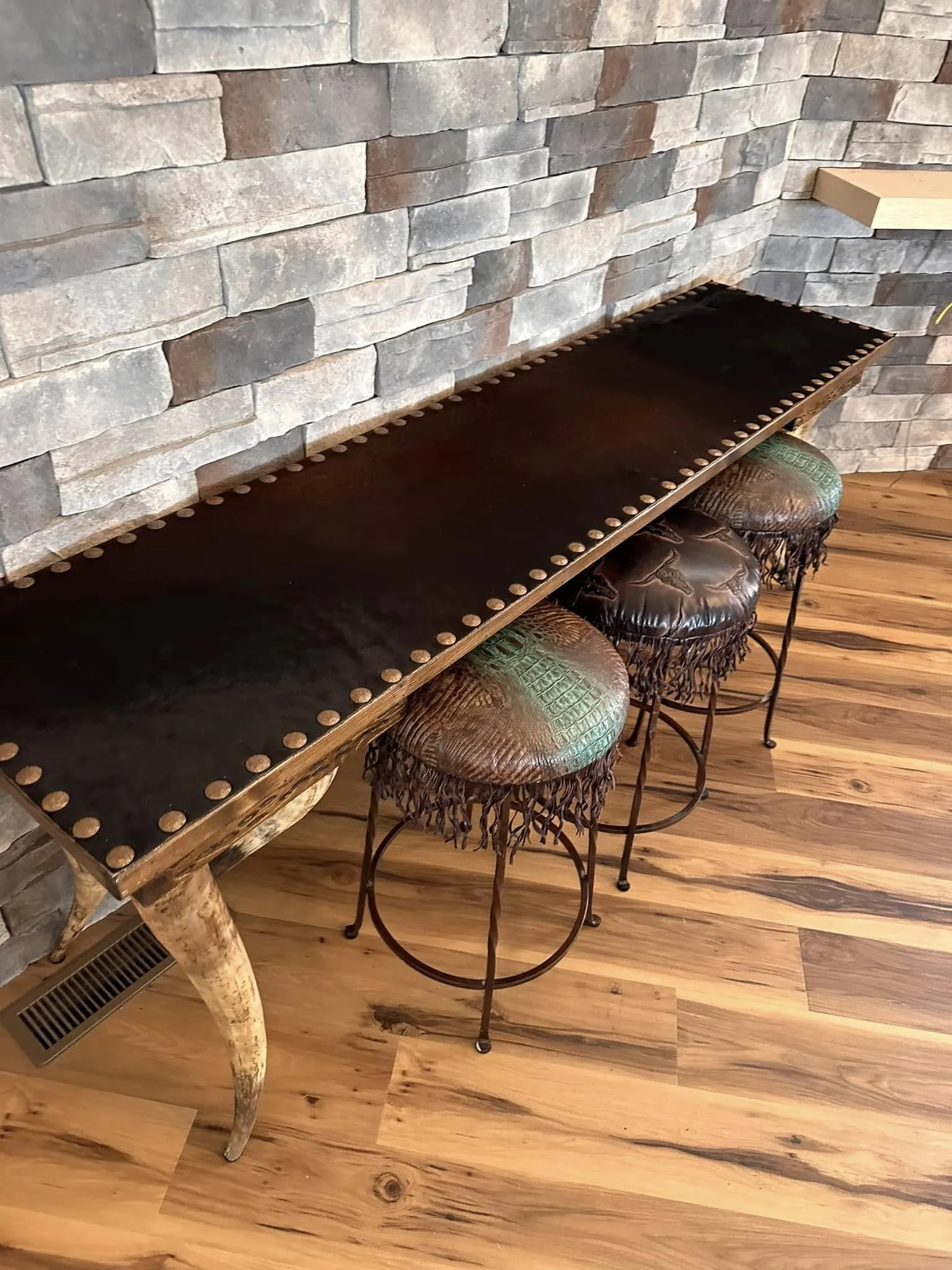 Custom Horn Leg Western Sofa Table