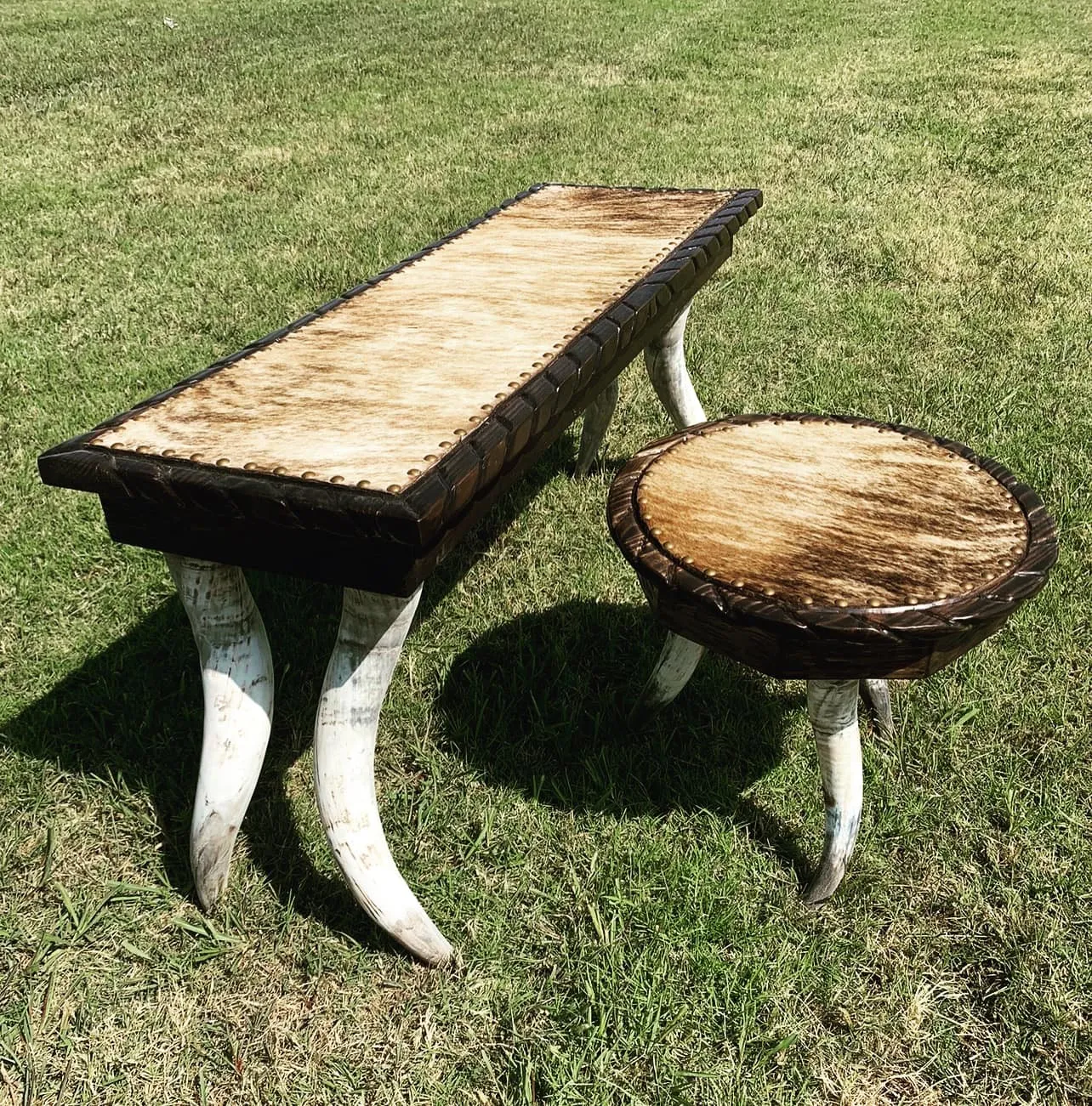 Custom Horn Leg Western Sofa Table