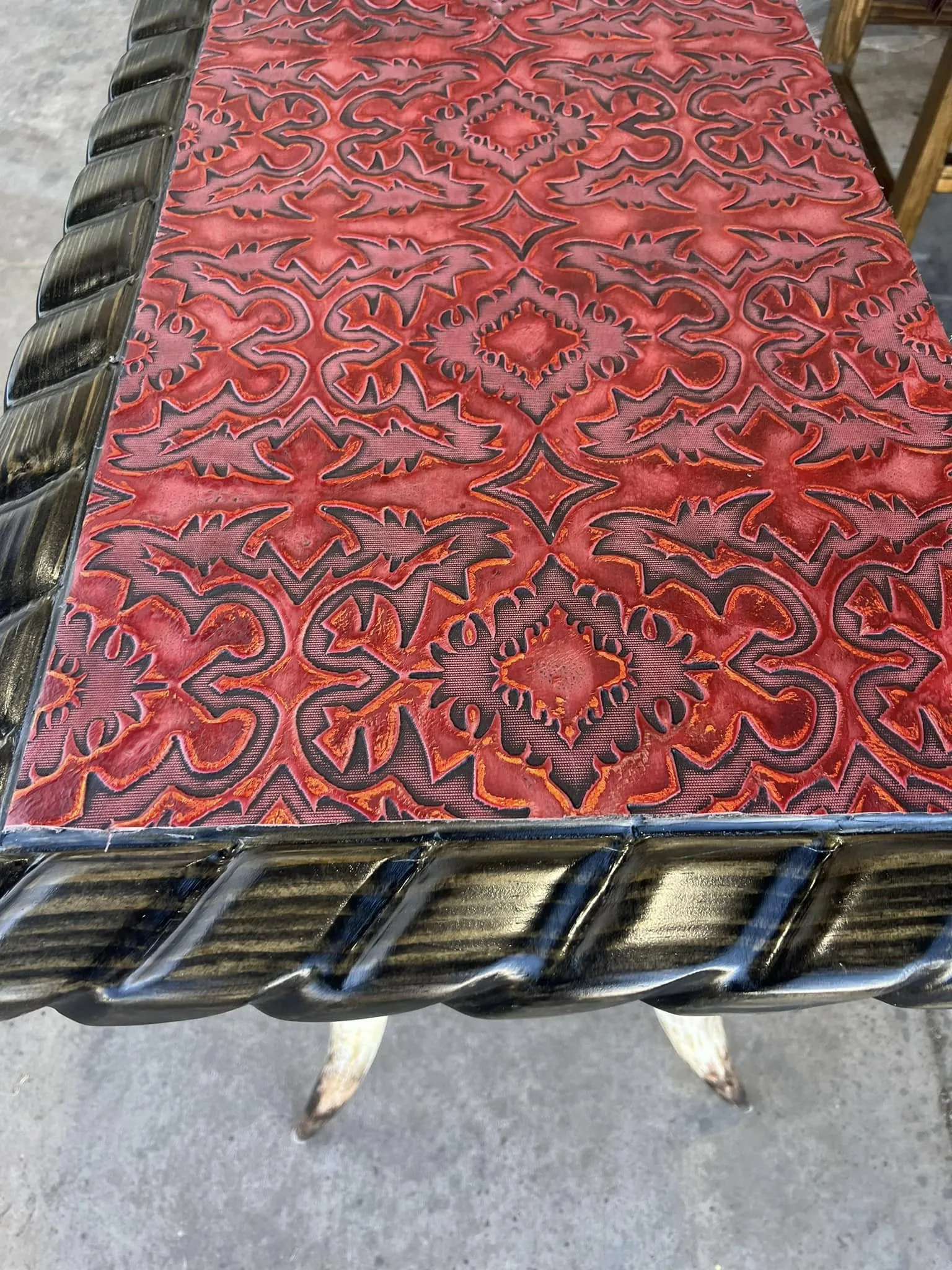 Custom Horn Leg Western Sofa Table