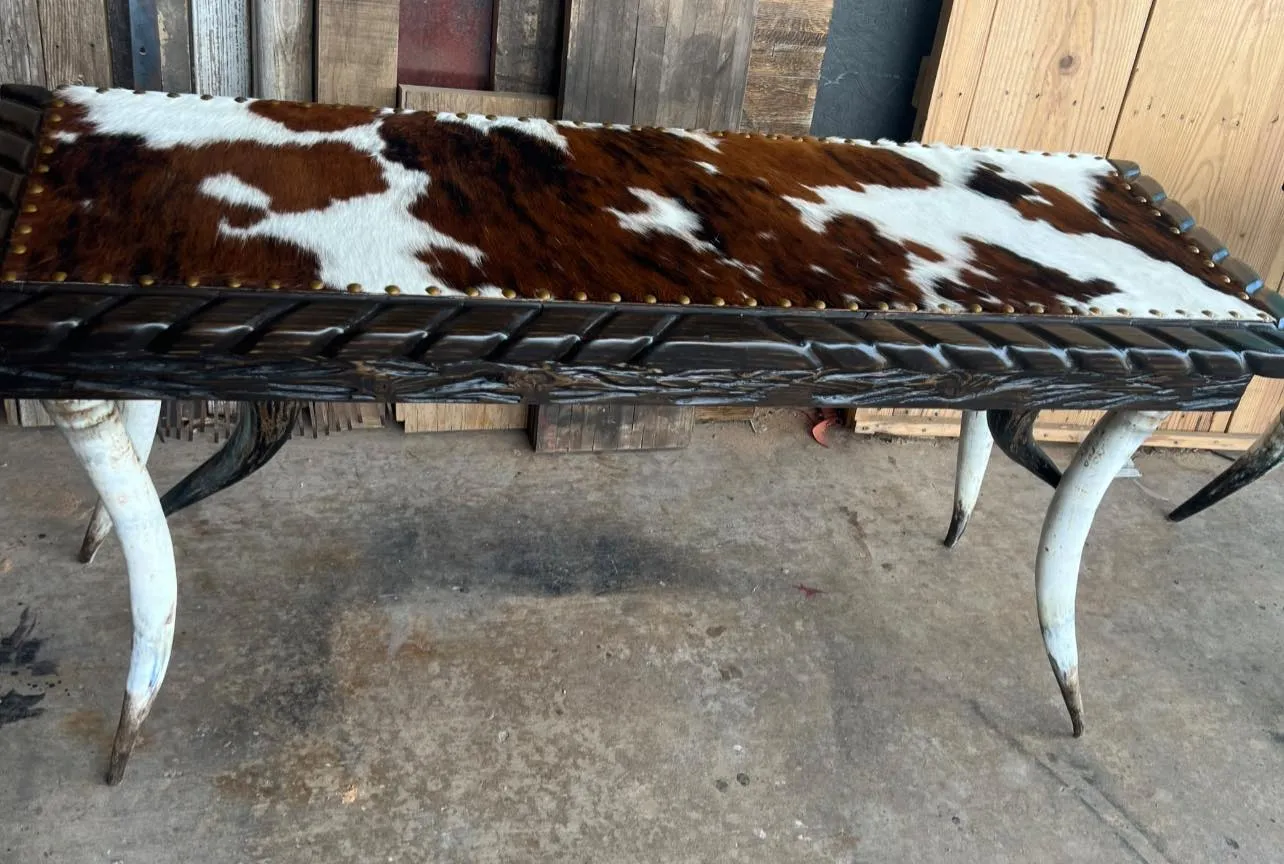 Custom Horn Leg Western Sofa Table