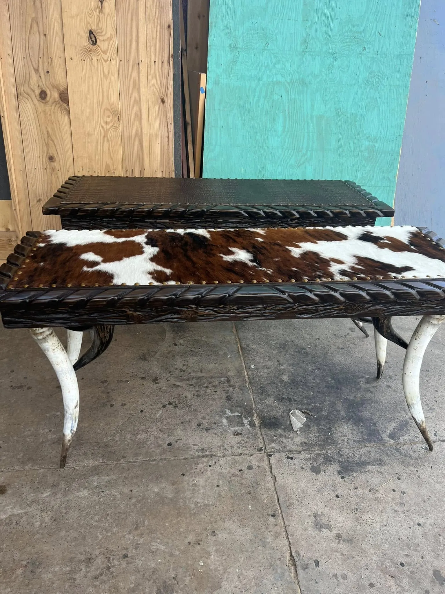 Custom Horn Leg Western Sofa Table