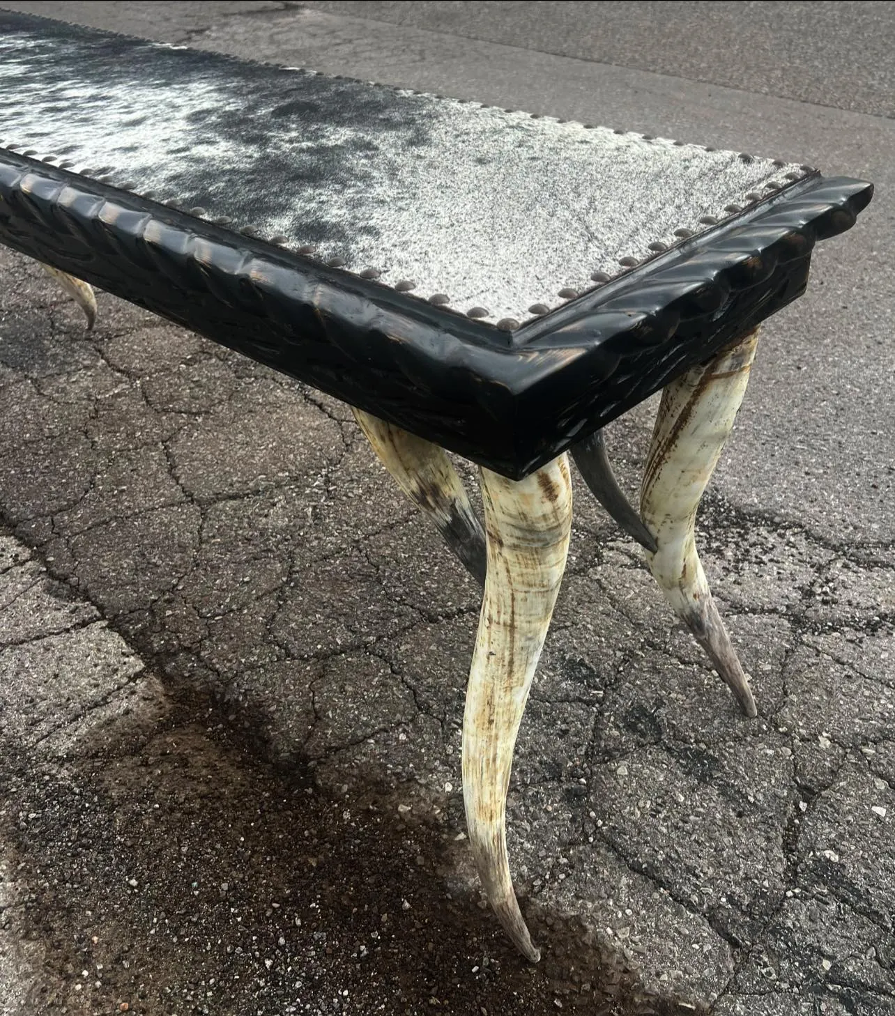 Custom Horn Leg Western Sofa Table
