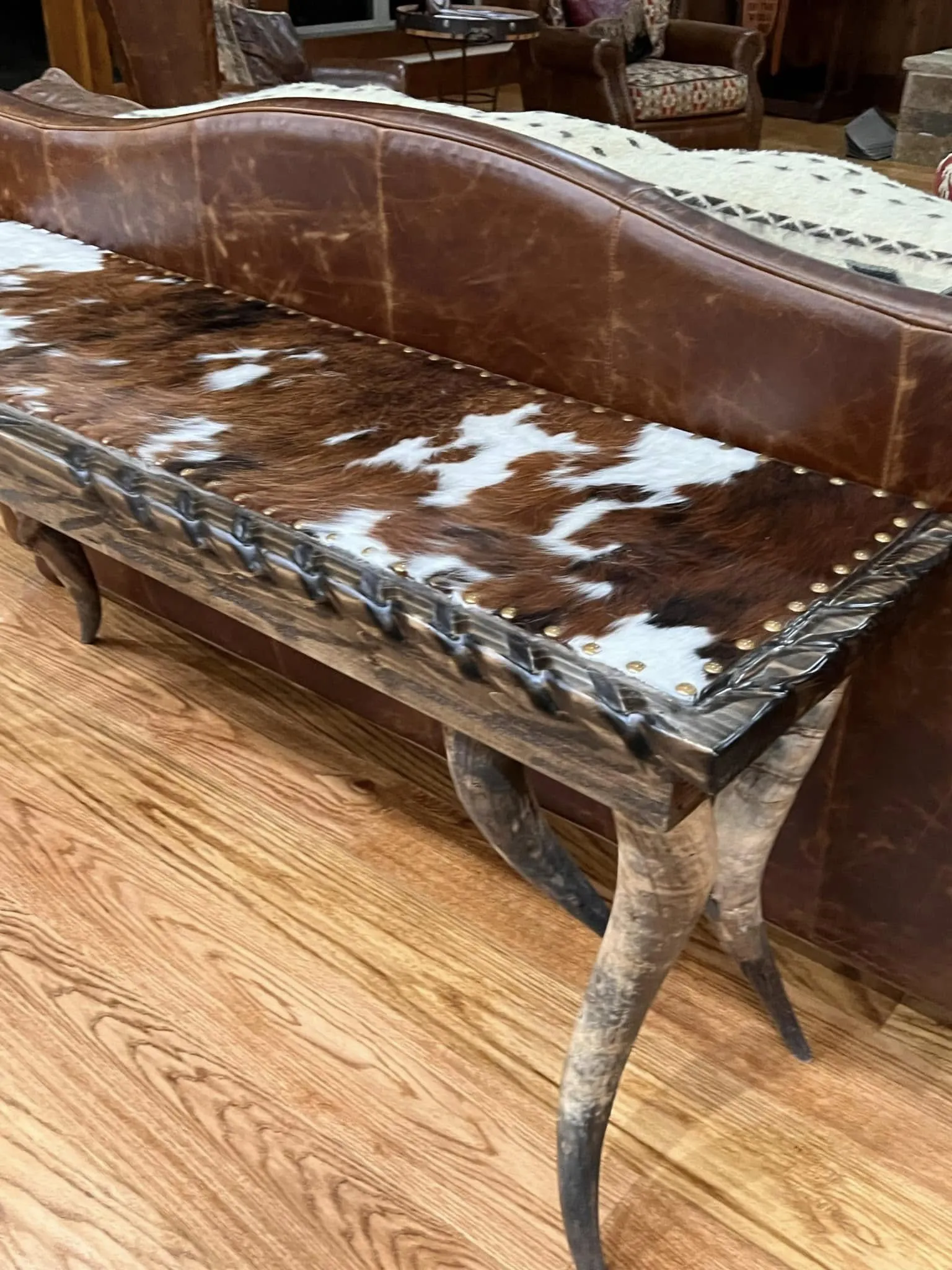 Custom Horn Leg Western Sofa Table