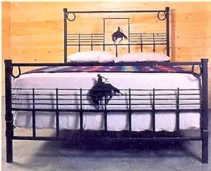 Custom Iron Bronc Western Bed Frame bedroom furniture, nightstand