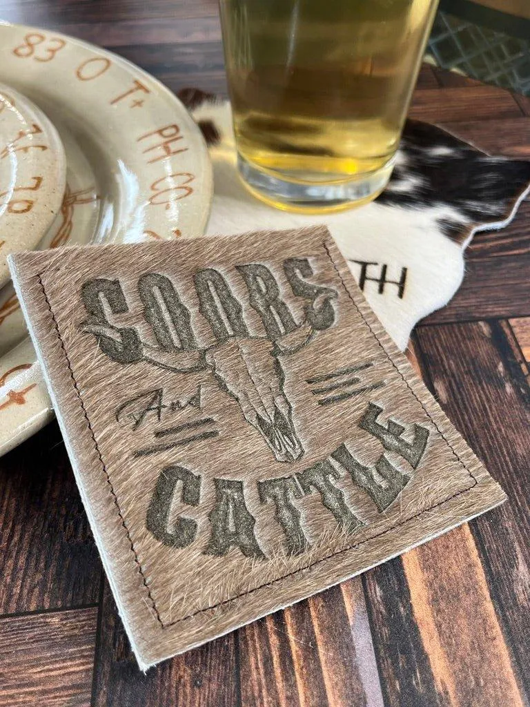 Custom Lasered Cowhide Coasters toilet seat cover, slow close seat