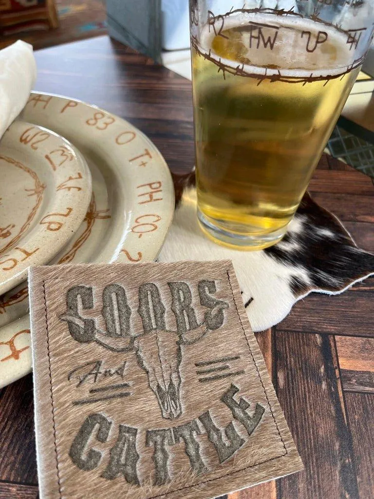 Custom Lasered Cowhide Coasters
