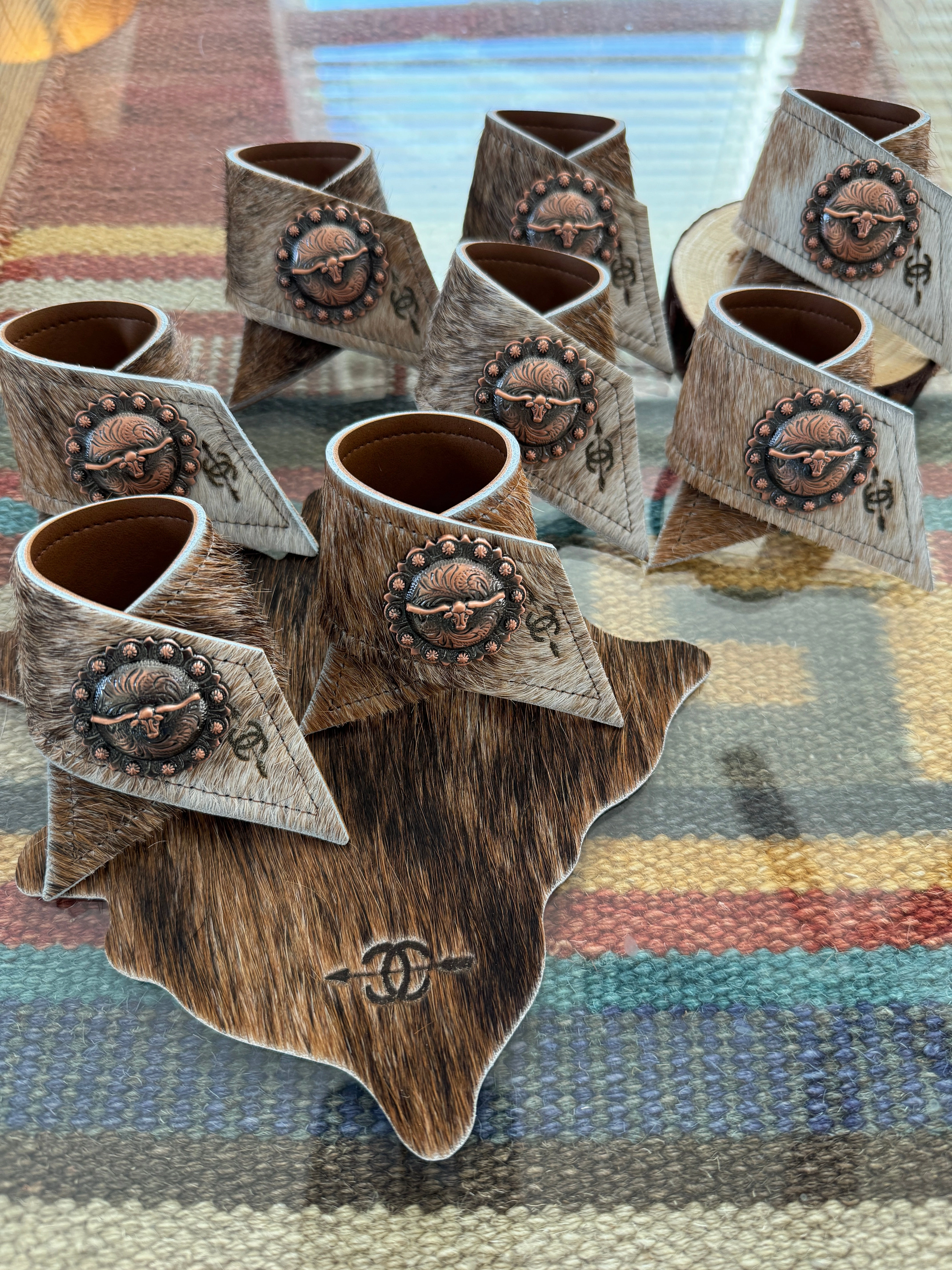 Custom Cowhide Branded Napkin Rings