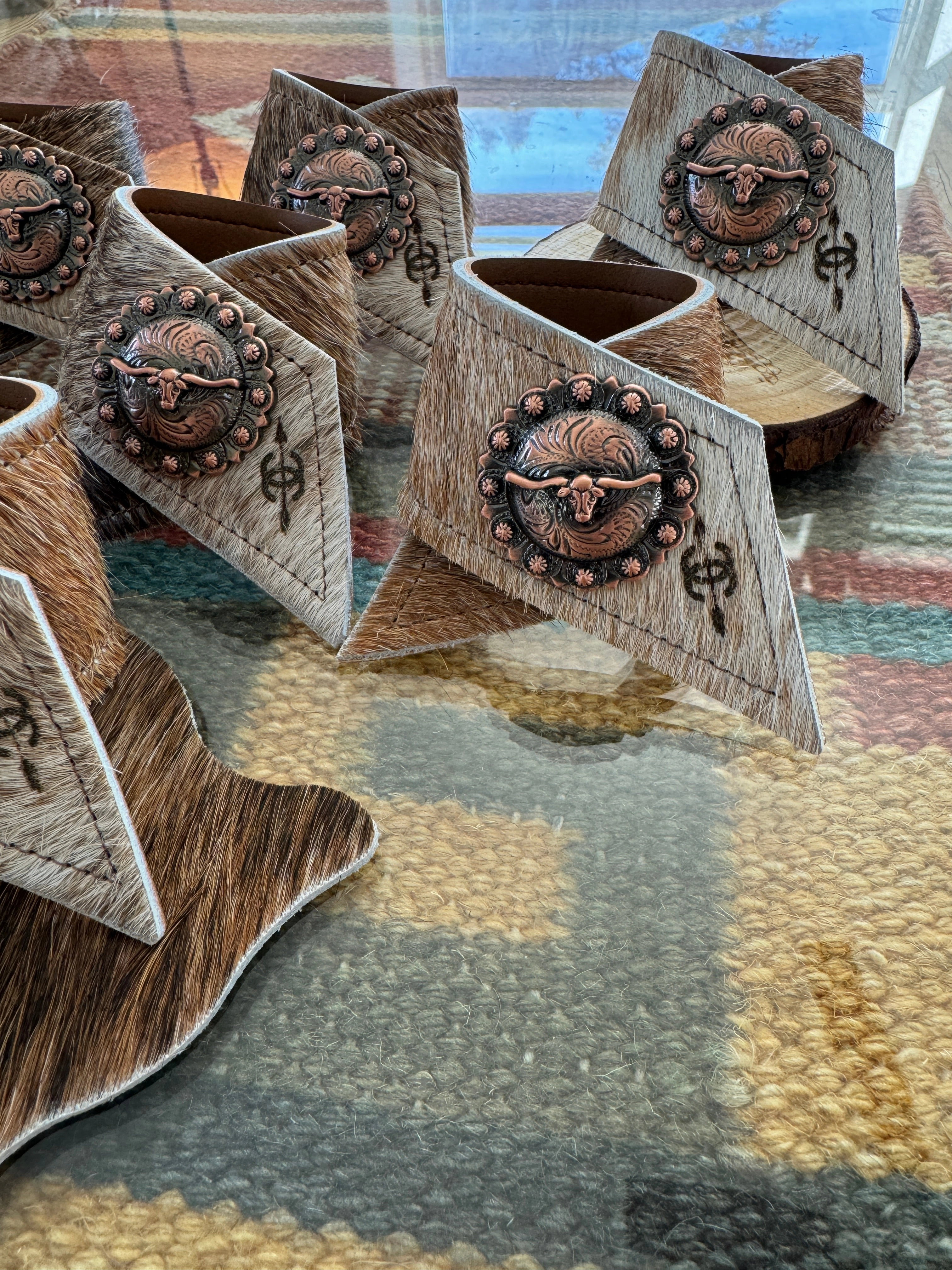 Custom Cowhide Branded Napkin Rings