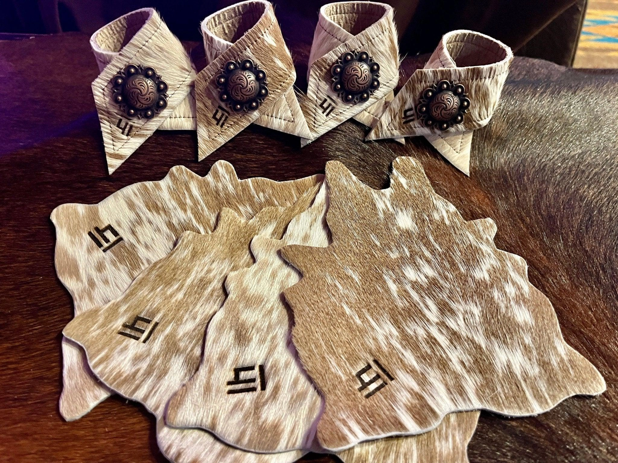 Custom Cowhide Branded Napkin Rings