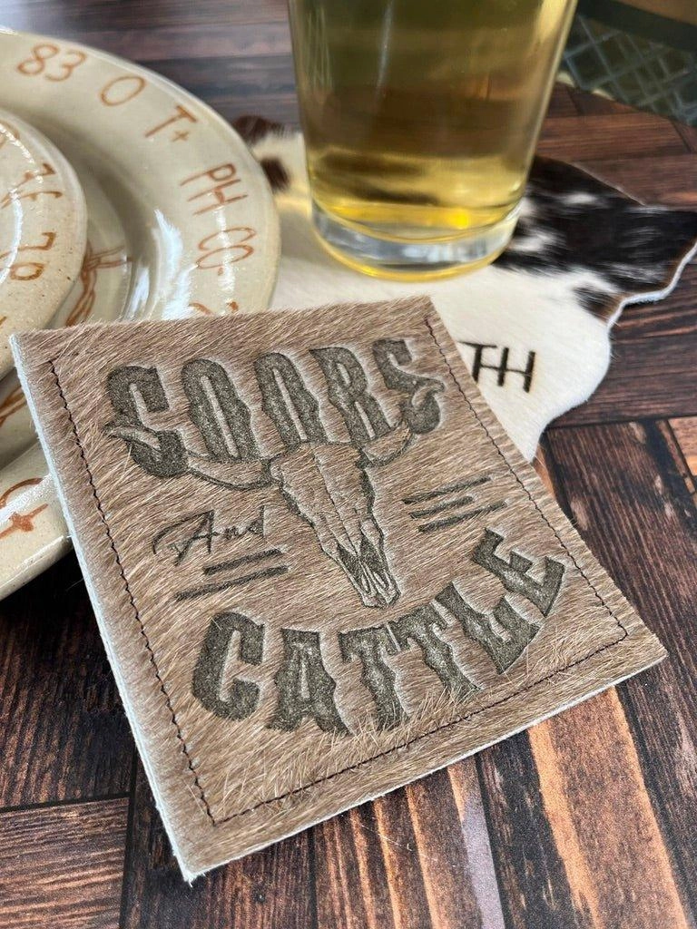 Custom Lasered Cowhide Coasters toilet seat cover, slow close seat