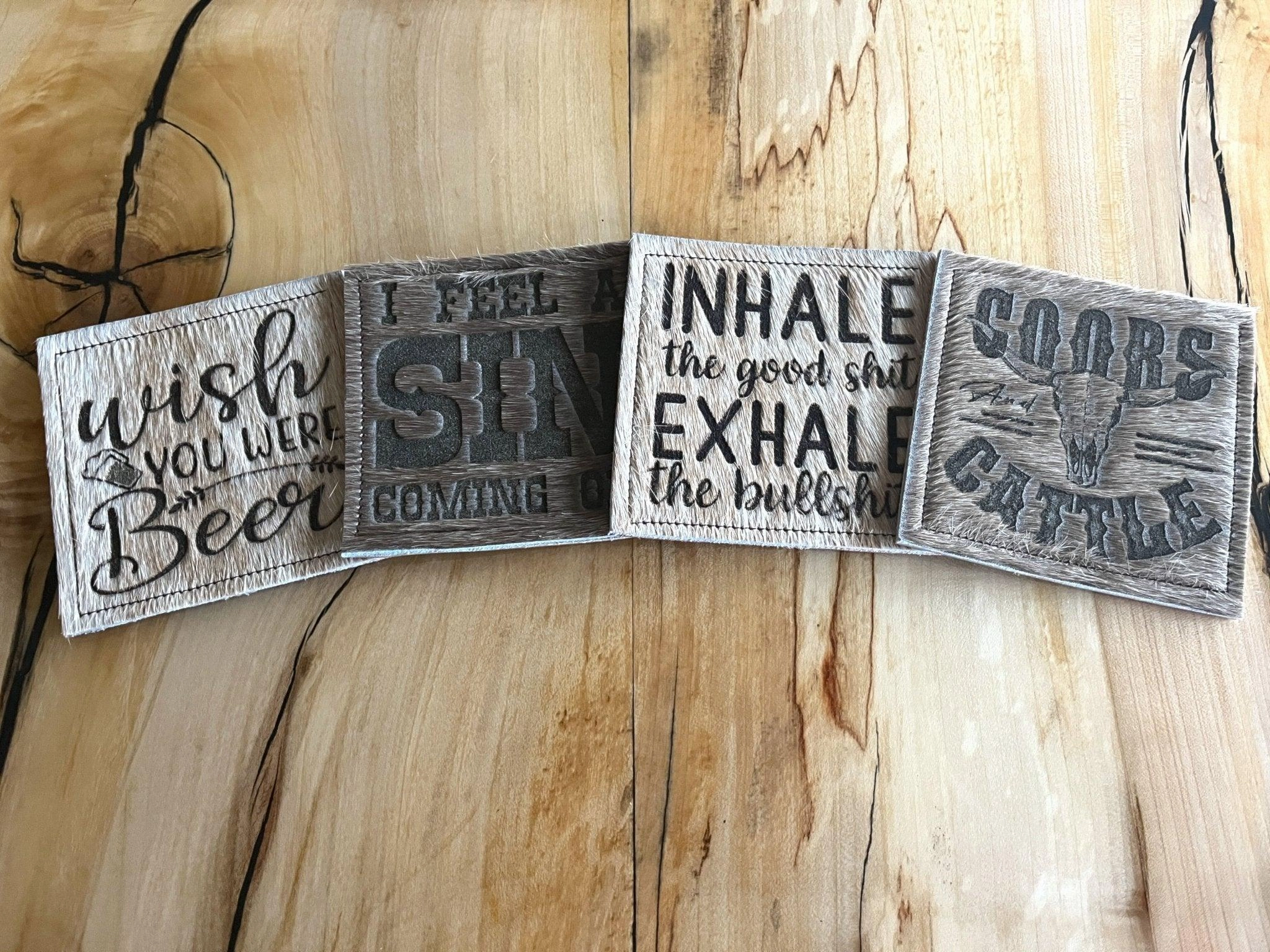 Custom Lasered Cowhide Coasters
