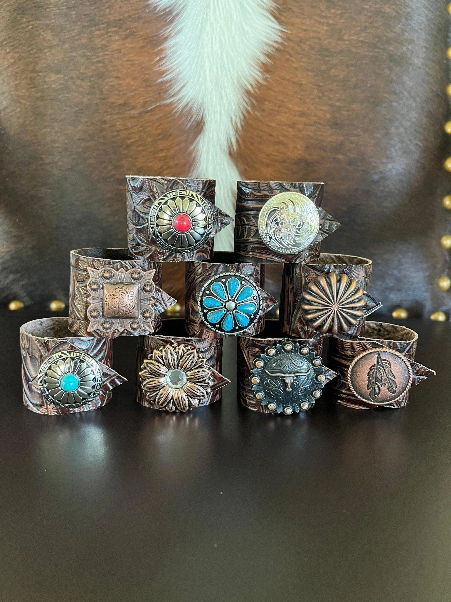 Dallas Copper Concho Napkin Rings