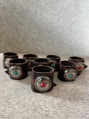Dallas Tooled Leather Napkin Rings - Color Conchos toilet seat cover, slow close seat