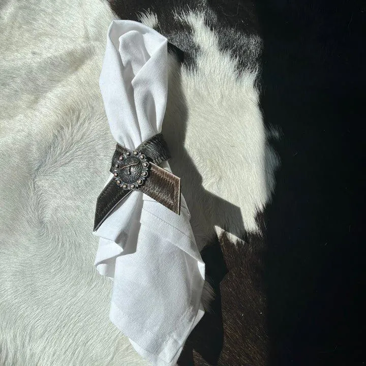 Dark Brown Cowhide Napkin Rings