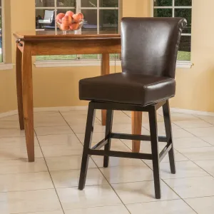 Dark Brown Leather Swivel Counter Stool - NH670692 bar stool, counter stool