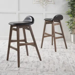 Dark Brown Leather/ Walnut Finish 30-Inch Bar Stool (Set of 2) - NH779892 bar stool, counter stool