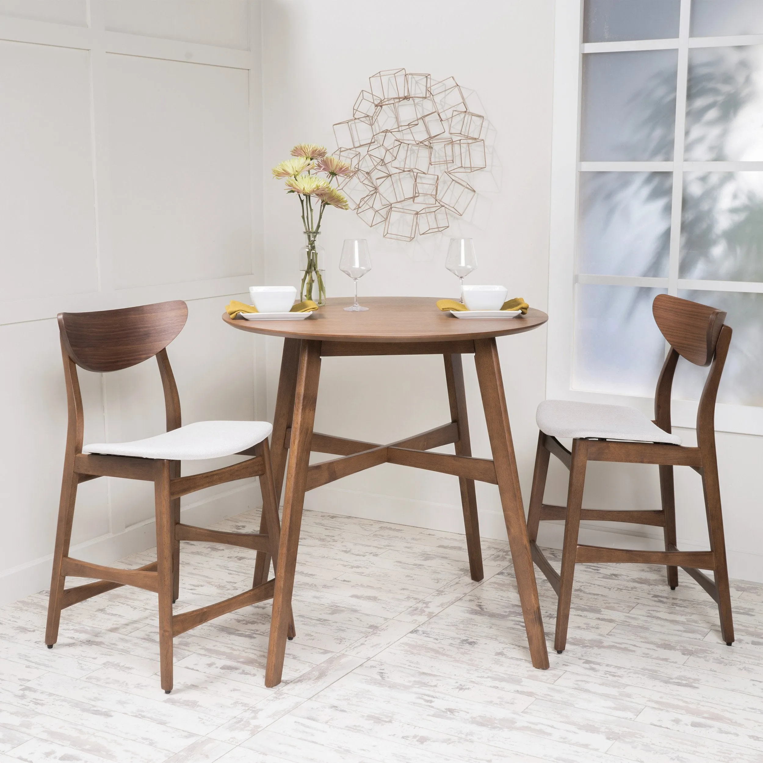 Dark Fabric/ Wood Finish Counter Height Dining Set - NH559892