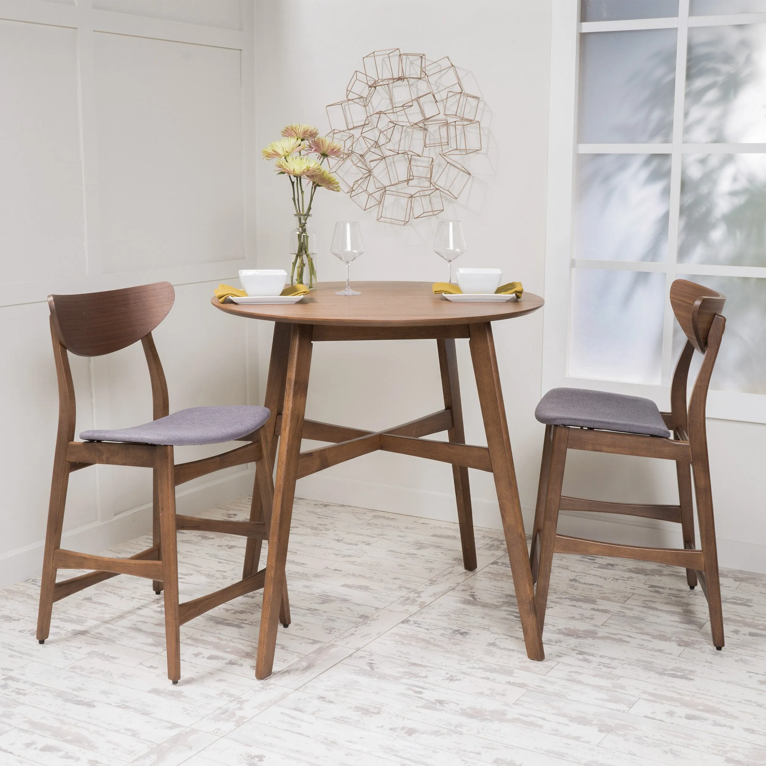 Dark Fabric/ Wood Finish Counter Height Dining Set - NH559892
