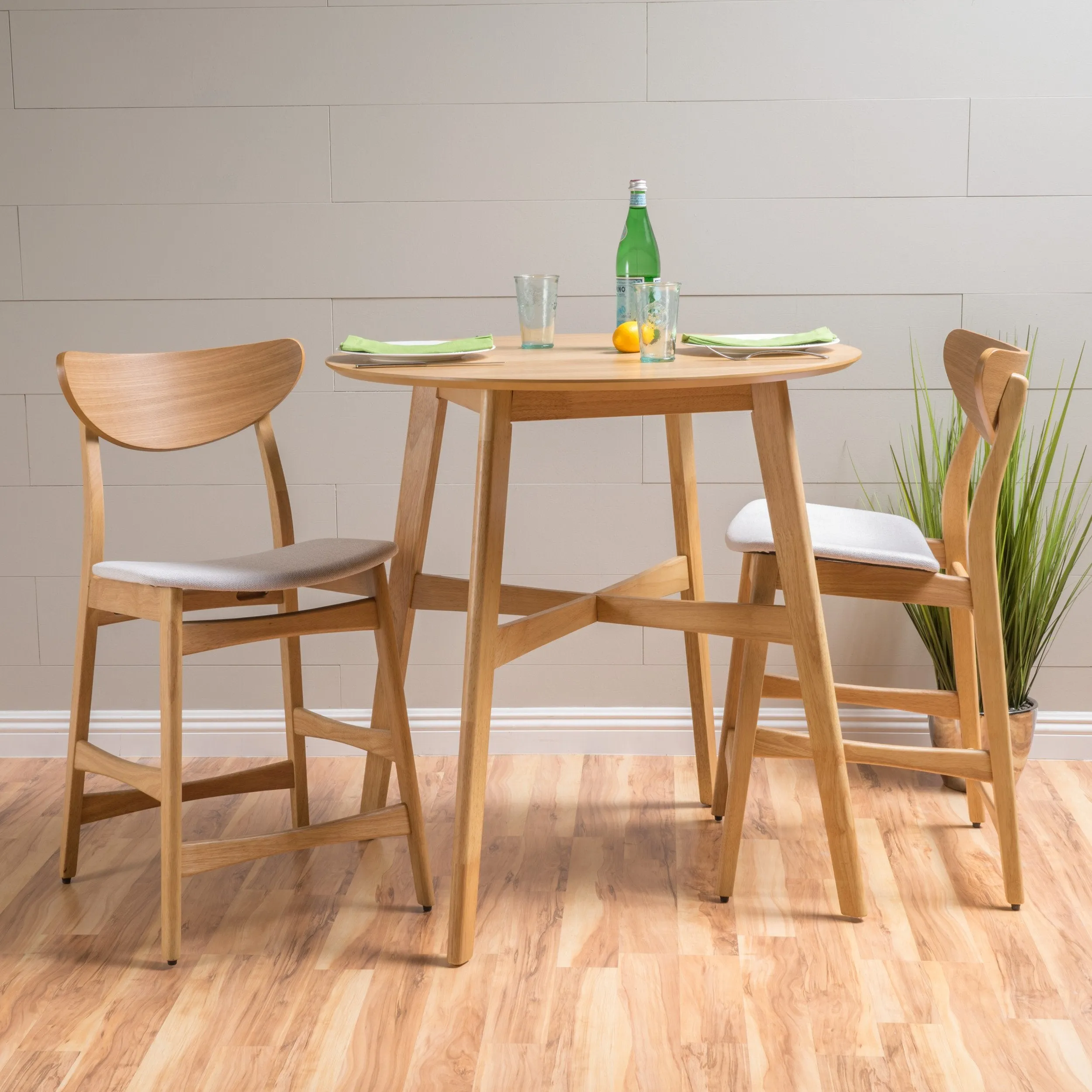 Dark Fabric/ Wood Finish Counter Height Dining Set - NH559892