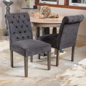 Dark Grey Linen Dining Chair (Set of 2) - NH106112 dining table set, 6-piece dining set